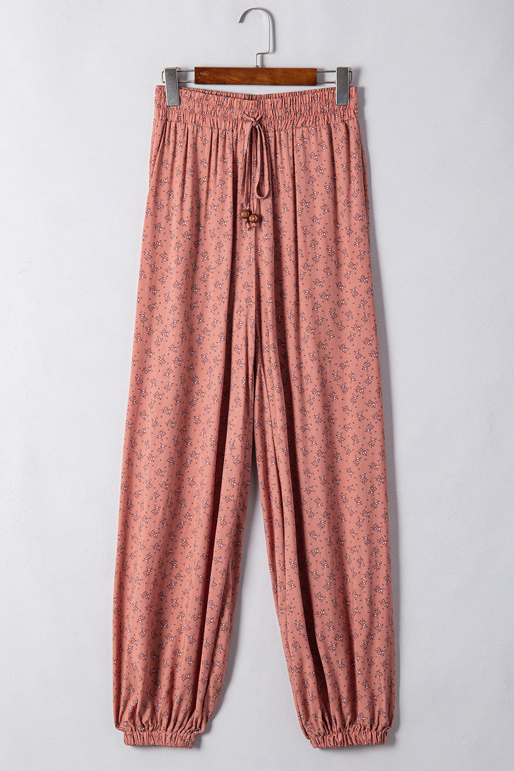 Pink Boho Floral Printed Wide Leg Jogger Pants