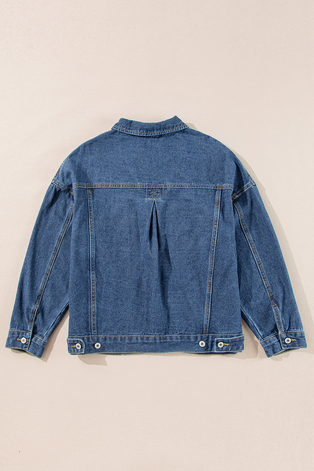 Dark Blue Washed Oversize Pocketed Denim Jacket