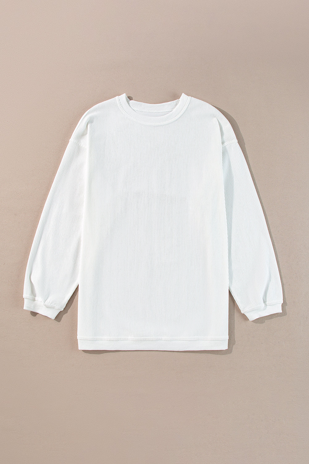 White Ribbed Corduroy Oversized Sweatshirt